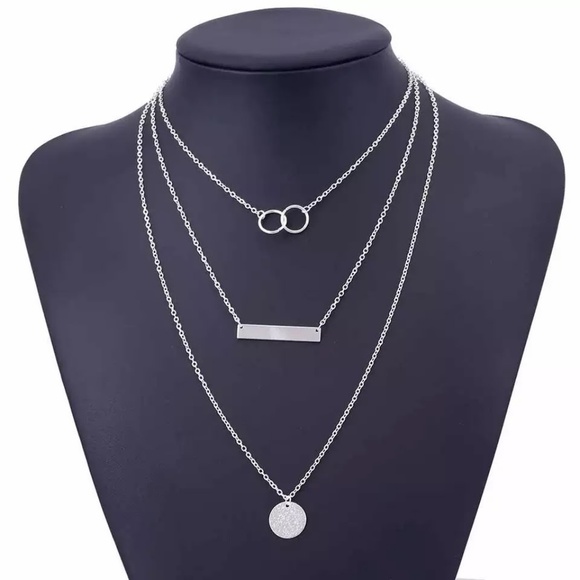 5 for $25 Three Layer Bar Medallion Necklace - Picture 3 of 6